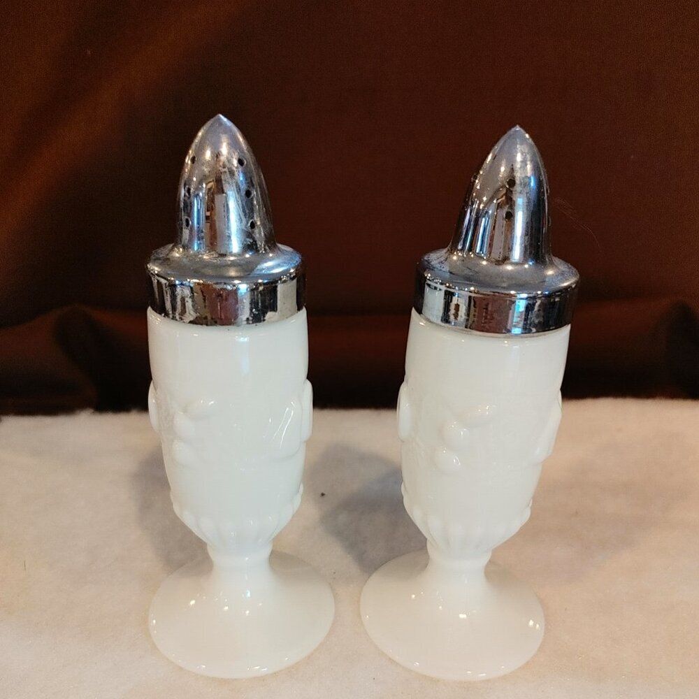 Vintage Milk Glass Salt and Pepper Shakers
